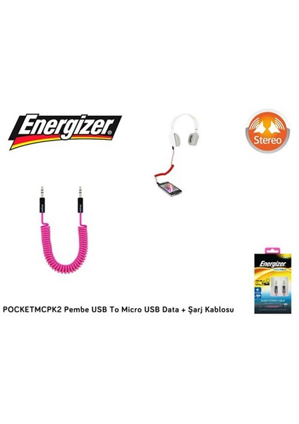 Pocketmcpk2 Pembe Usb To Micro Usb Data + Şarj Kablosu