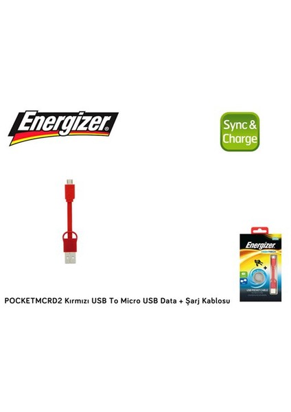 Pocketmcrd2 Kırmızı Usb To Micro Usb Data + Şarj Kablosu