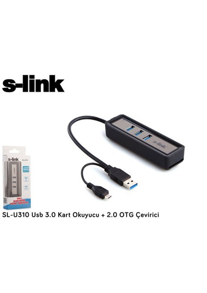 Sl-U310 Usb 3.0 Kart Okuyucu + 2.0 Otg Çevirici
