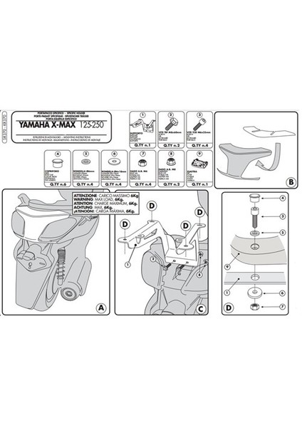 Gıvı Sr370 Yamaha X-Max 125-250 (10-13) Arka Çanta Tasıyıcı fiyatları