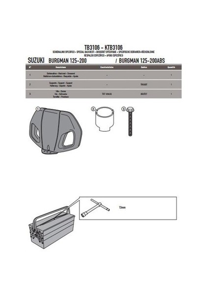 Gıvı Tb3106 Suzukı Burgman 125-200 (06-15) Sıssybar fiyatları