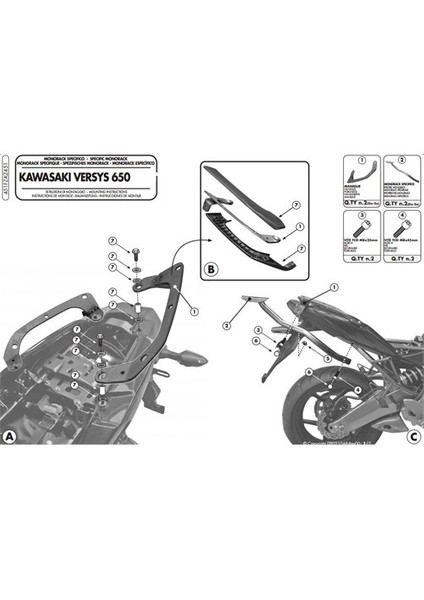 Gıvı 451Fz Kawasakı Versys 650 (10-14) Arka Çanta Tasıyıcı fiyatları