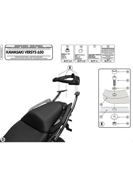 Gıvı 451Fz Kawasakı Versys 650 (10-14) Arka Çanta Tasıyıcı modelleri
