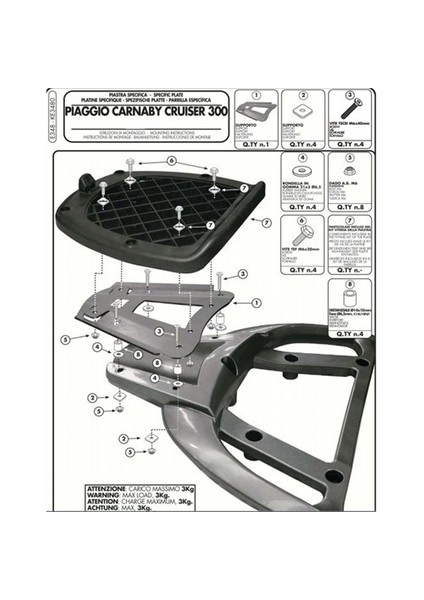 Gıvı E348 Pıaggıo Carnaby Cruıser 300 (09-12) Arka Çanta Tasıyıcı modelleri