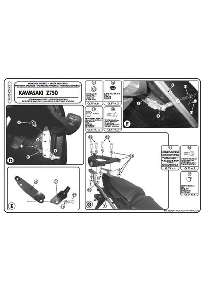 Kz443 Kawasakı Z 750 (04-06) Arka Çanta Tasıyıcı