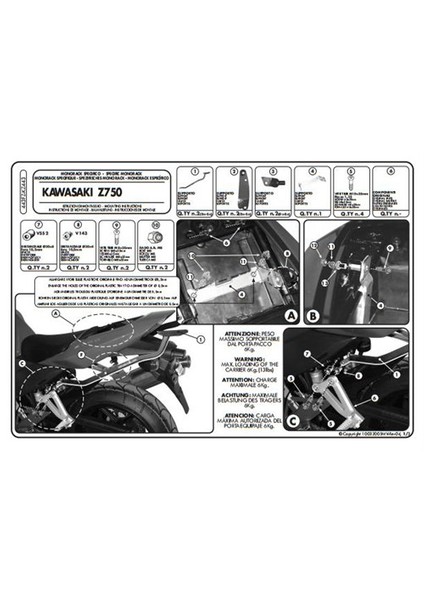 Kz443 Kawasakı Z 750 (04-06) Arka Çanta Tasıyıcı