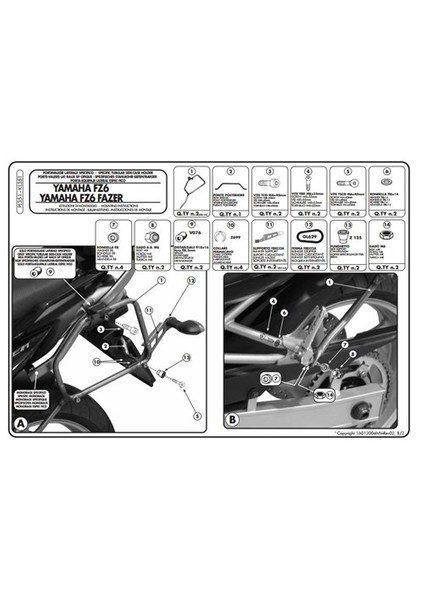 Kl351 Yamaha Fz6 - Fz6 600 Fazer (04-07) Yan Çanta Tasıyıcı