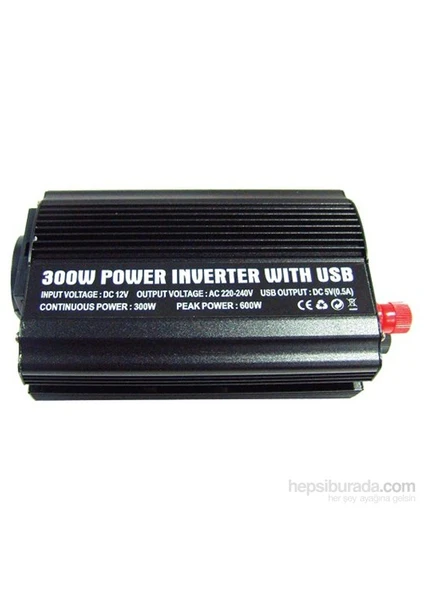 inverter Dönüştürücü USB'li 12V-220V 300watt