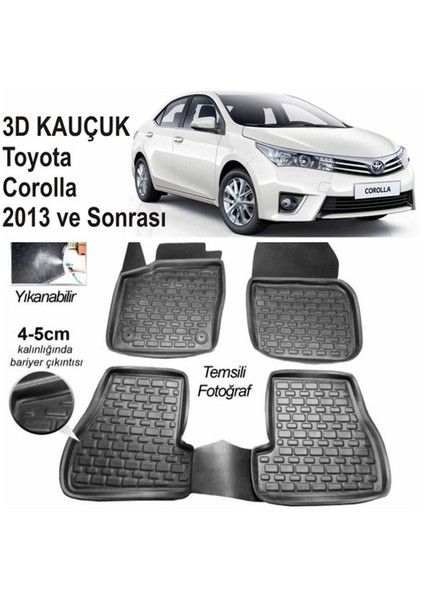 3D Kauçuk Paspas Toyota Corolla 2013 Ve Sonrası Uyumlu Siyah
