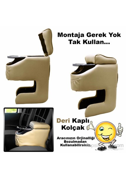 Montajsız Bardaklı Deri Kolçak Bej