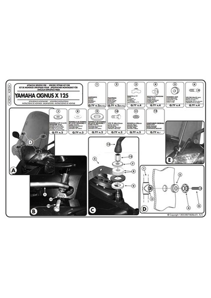 Gıvı A283a Yamaha Cıgnus X125 Rüzgar Sıperlık Baglantısı