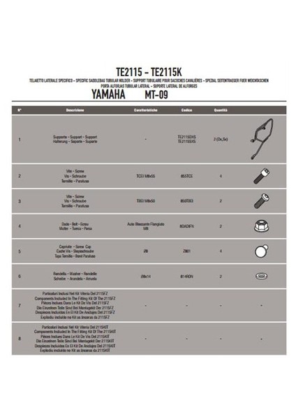 Gıvı Te2115 Yamaha Mt-09 (13-15) Yan Kumas Çanta Tasıyıcı