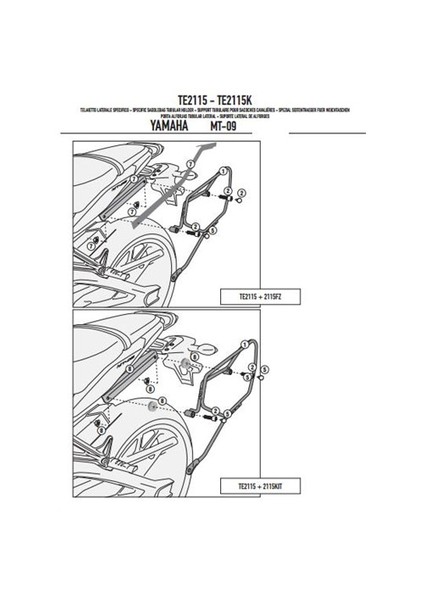 Gıvı Te2115 Yamaha Mt-09 (13-15) Yan Kumas Çanta Tasıyıcı