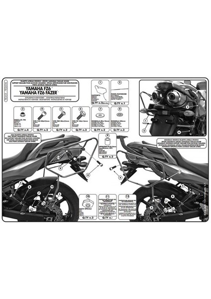 Gıvı Te351 Yamaha Fz6 S2 - Fz6 600 Fazer S2 (07-11) Yan Kumas Çanta Tasıyıcı