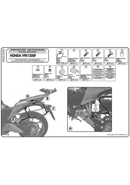 Gıvı Plx209 Honda Vfr 1200F (10-15) Yan Çanta Tasıyıcı fiyatları