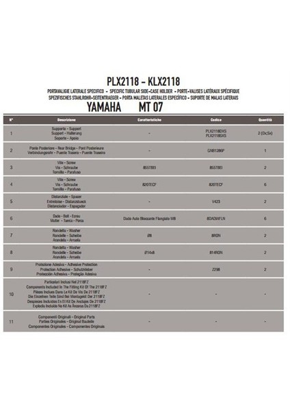 Gıvı Plx2118 Yamaha Mt-07 (14-15) Yan Çanta Tasıyıcı