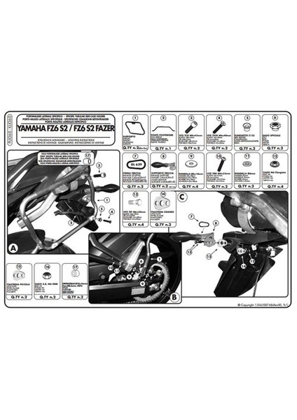 Gıvı Plx360 Yamaha Fz6 S2 - Fz6 600 Fazer S2 (07-11) Yan Çanta Tasıyıcı fiyatları