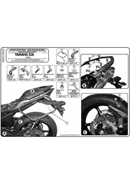 Gıvı Plxr364 Yamaha Xj6 Dıversıon (09-15) Yan Çanta Tasıyıcı