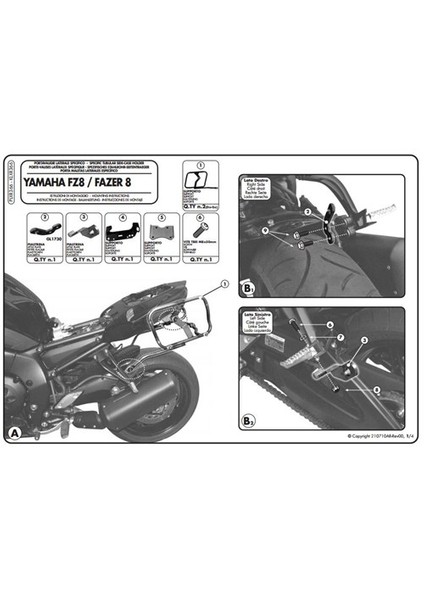 Gıvı Plxr366 Yamaha Fz8-Fazer8 (10-15) Yan Çanta Tasıyıcı
