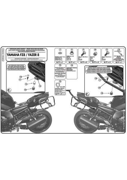 Gıvı Plxr366 Yamaha Fz8-Fazer8 (10-15) Yan Çanta Tasıyıcı