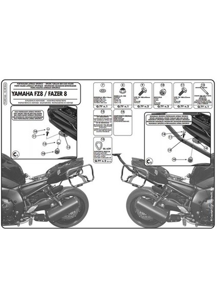 Gıvı Plxr366 Yamaha Fz8-Fazer8 (10-15) Yan Çanta Tasıyıcı