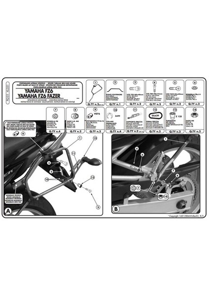 Gıvı Pl351 Yamaha Fz6 - Fz6 600 Fazer (04-06) Yan Çanta Tasıyıcı