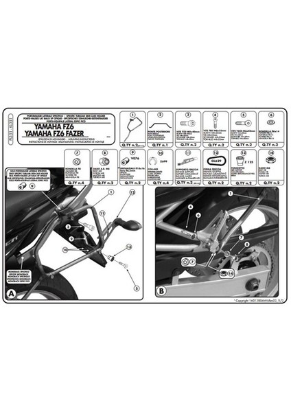 Gıvı Pl351 Yamaha Fz6 - Fz6 600 Fazer (04-06) Yan Çanta Tasıyıcı