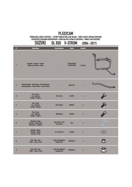 Gıvı Pl532cam Suzukı Dl 650 V-Strom (04-11) Yan Çanta Tasıyıcı fiyatları