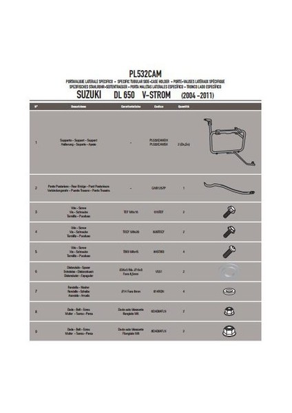 Gıvı Pl532cam Suzukı Dl 650 V-Strom (04-11) Yan Çanta Tasıyıcı fırsatları