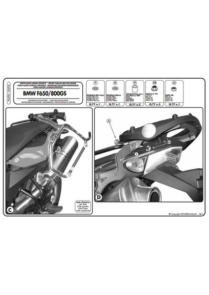 Gıvı Pl690 Bmw F 650Gs - F 800Gs (08-11) Yan Çanta Tasıyıcı
