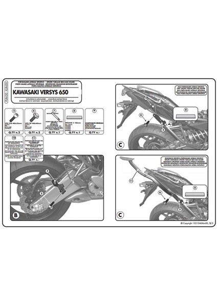 Gıvı Plr450 Kawasakı Versys 650 (10-14) Yan Çanta Tasıyıcı modelleri