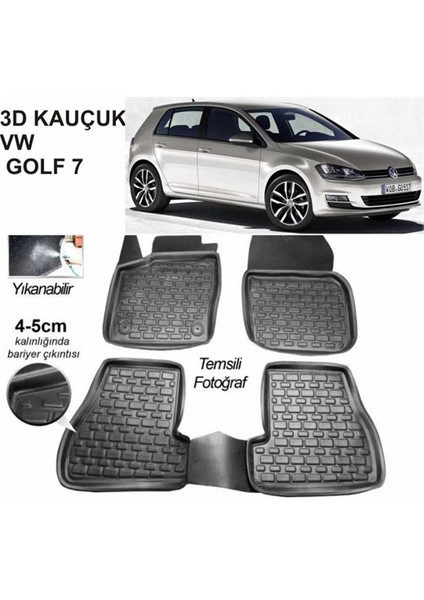 3D Kauçuk Paspas Vw Golf 7 Uyumlu Siyah