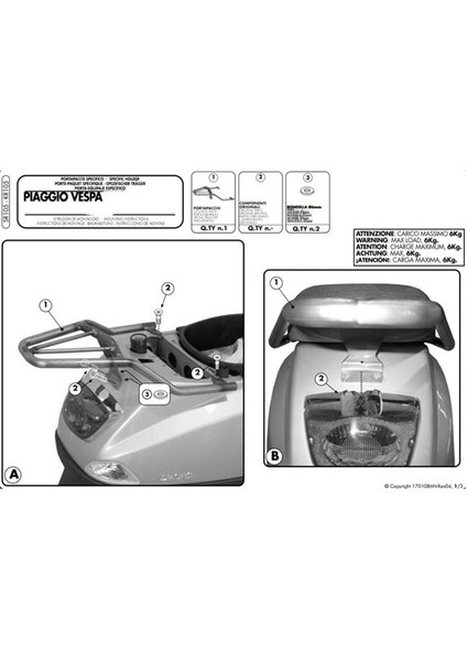 Gıvı Sr105 Pıaggıo Vespa Lx - S 50-125-150 (05-14) Arka Çanta Tasıyıcı fırsatları