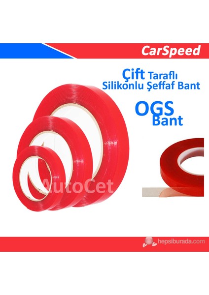 CarSpeed Çift Taraflı Silikon Şeffaf Bant ( OGS ) 10 mm x 5 Metre