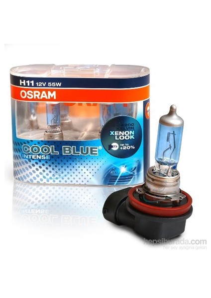 H11 12V 55W XENON LOOK 4200K +20% daha beyaz Cool Blue INTENSE 2'li Set*GERMANY