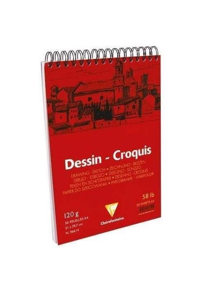 Dessin - Croquis White Spiralli Çizim Defteri 50 Yaprak 120 Gr. A4