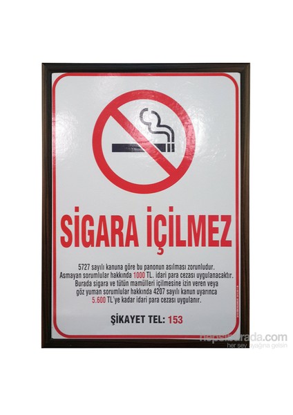 35x50 Sigara İçilmez Panosu (Mdf Çerçeve)