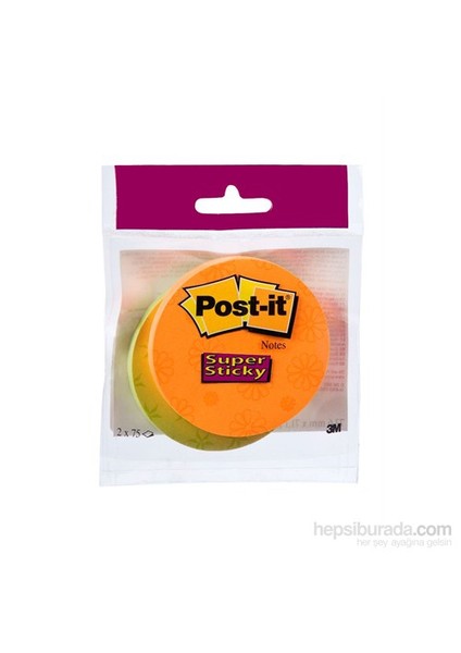 ® Super Sticky Yuvarlak Sekilli Not 75 Yaprak x 2renk