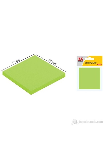 Yapışkanlı Kağıt Neon Yeşil 75 x 75 mm (100 Adet)