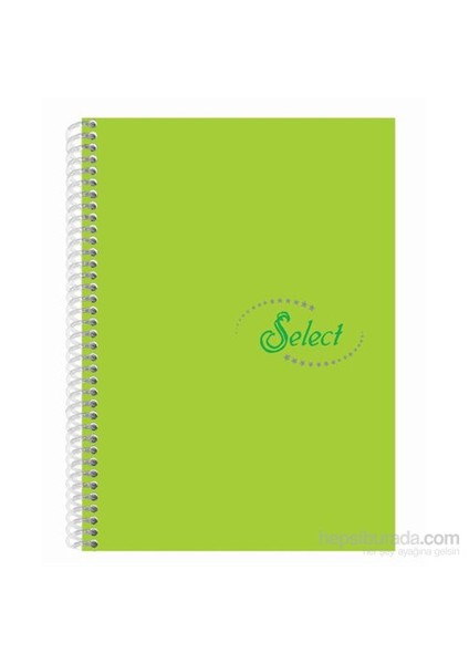 60100 Select Yeşil Plastik Kapak Spiralli A4 80 Yaprak Kareli