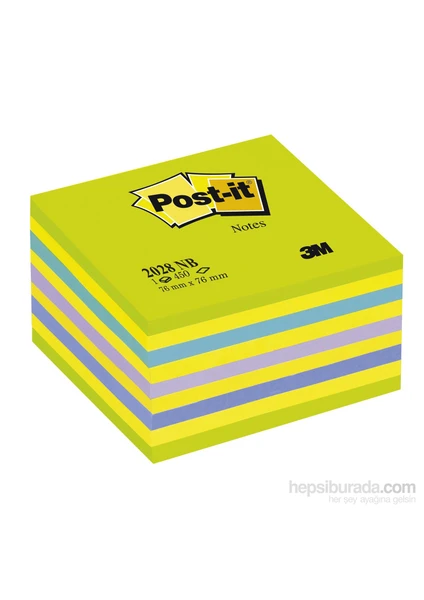 Post-it® Küp Not, Gökkusagi Yesil Tonlari, 450 yaprak, 76x76mm