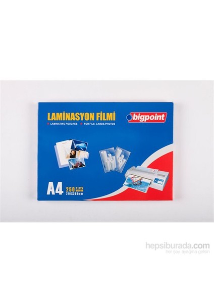 Laminasyon Filmi A4 125 Micron 100'Lü