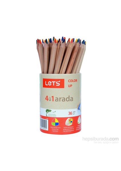 Lets L2360 Tek Kalemde 4 Renk Boyama Kalemi 36'Lı Kap ( Mavi.Kırmızı.S