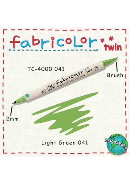 Fabricolor Twin Brush Pen Çift Uçlu Kumaş Boyama Kalemi Light Green