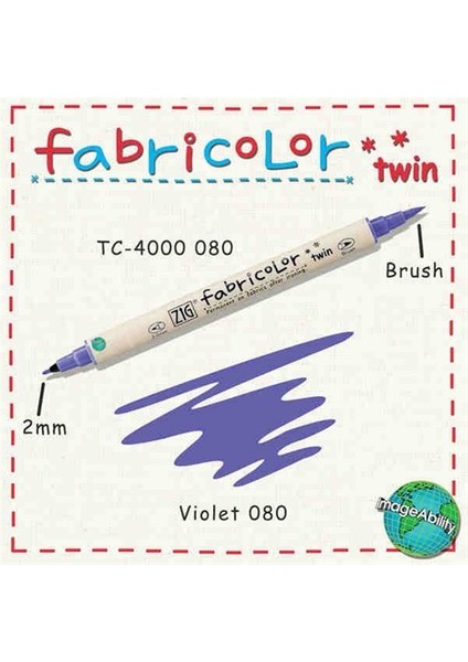 Fabricolor Twin Brush Pen Çift Uçlu Kumaş Boyama Kalemi Violet
