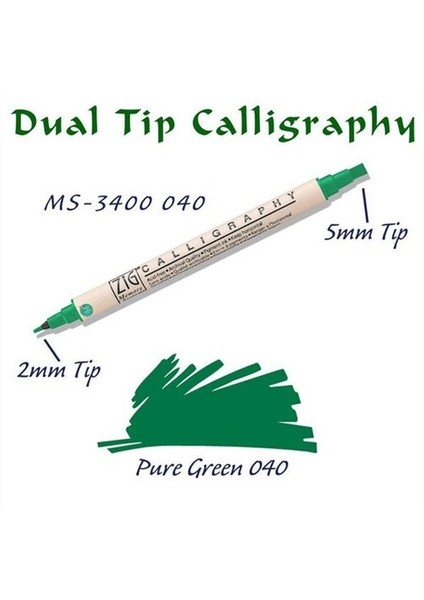 Calligraphy Pen Çift Uçlu Kaligrafi Kalemi 2 Mm - 5 Mm Pure Green