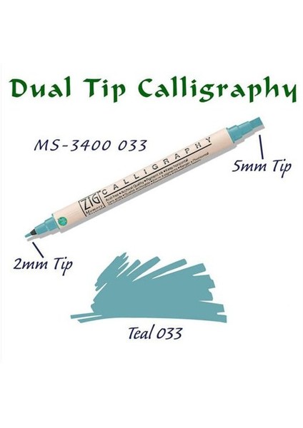 Calligraphy Pen Çift Uçlu Kaligrafi Kalemi 2 Mm - 5 Mm Teal