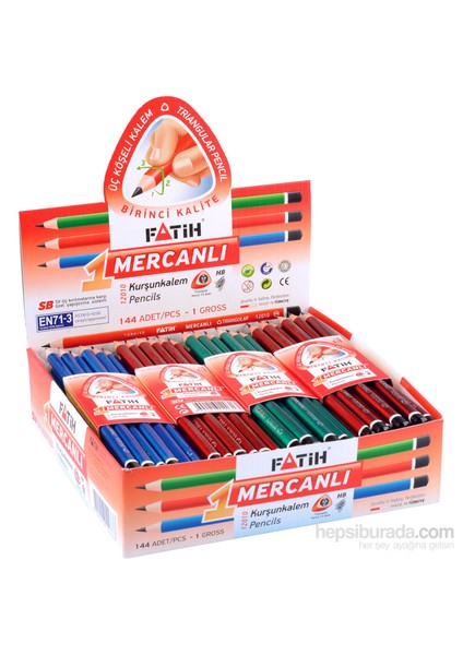 Üçgen Mercanlı Kurşunkalem 12'li HB Kalemler Renkli ve Ergonomik Tasarım fiyatları