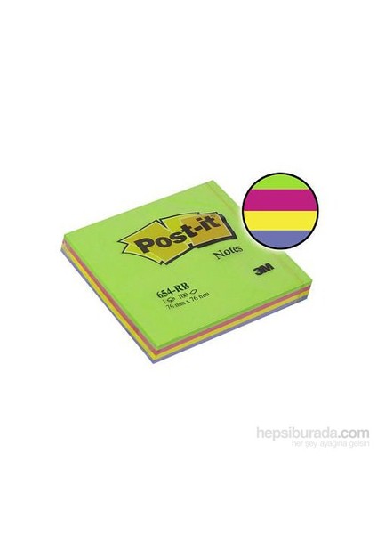 3M Post-it® Not, Bahar, Yesil Tonlari,  4 renk x 25 yaprak, 100 yaprak, 76x76mm