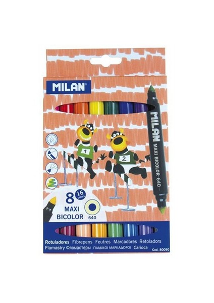 80090 Çift Uçlu Maxi Bicolor Keçeli Kalem 8'Li